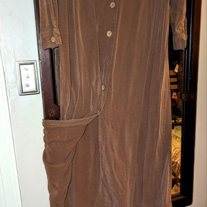 Women Earth Song vintage dress brown button down
